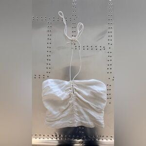 Abercrombie & Fitch White Ruched Halter Crop